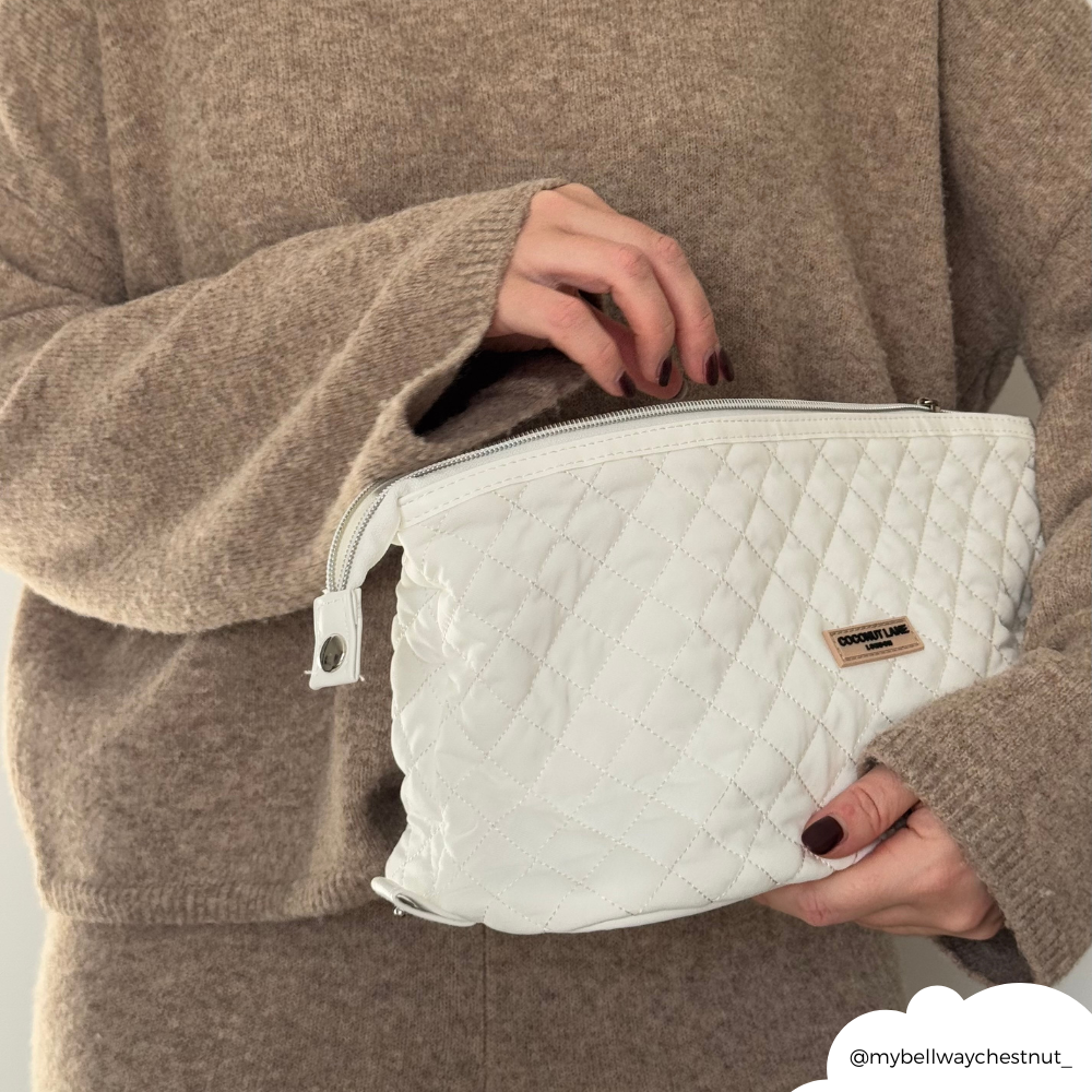 Genişletilebilir Makyaj Çantası - Kapitone Sütlü Hindistan Cevizi