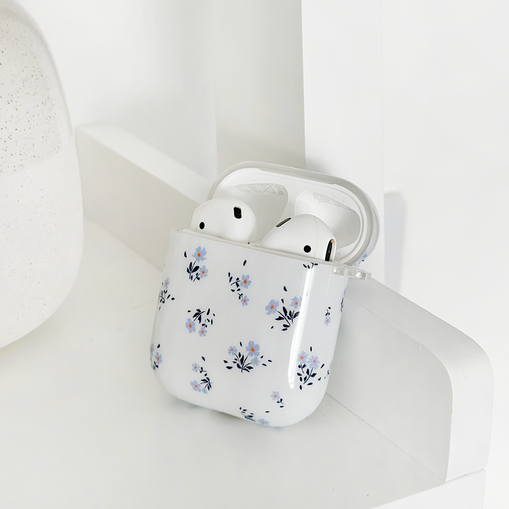 Airpods Kılıfı - Minik Çiçekli Açık Mavi