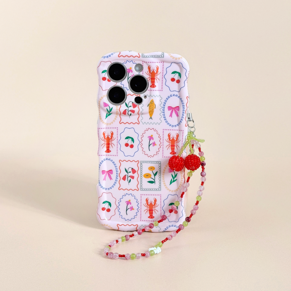 Beaded Phone Strap - Cherry Bomb