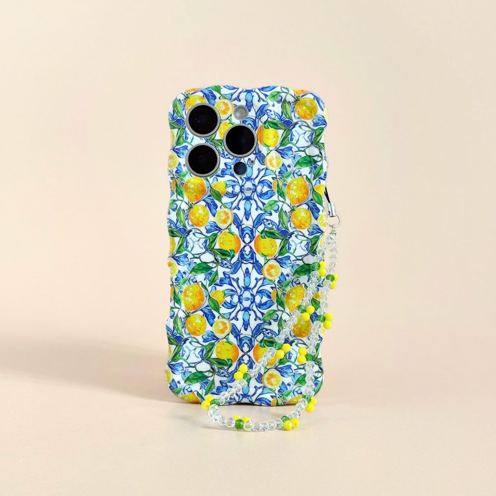 Boncuklu Telefon Askısı - Sarı Limon