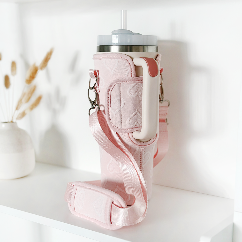 Tumbler Carry Case - Baby Pink Heart