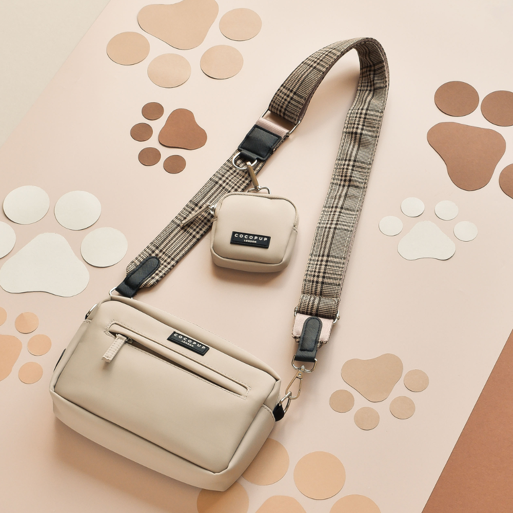 Köpek Gezdirme Karamel Latte Çanta Seti - Köpek Desenli