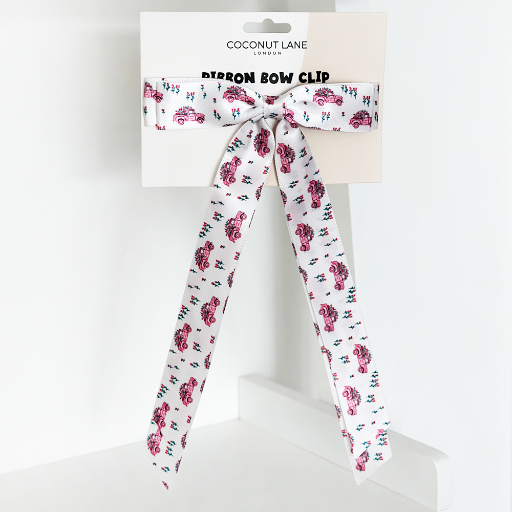 Ribbon Bow Clip - Love Truck