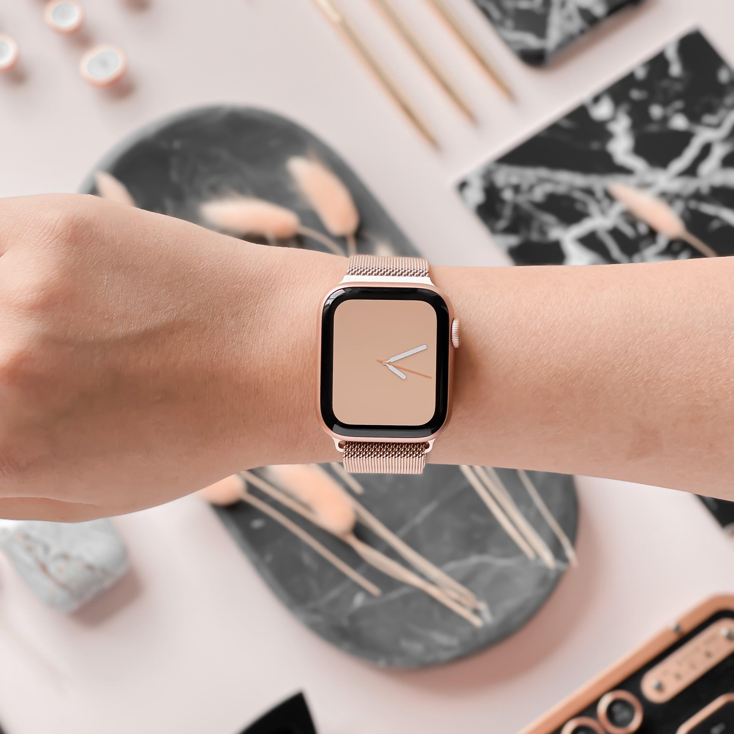 Manyetik Zincirli Apple Watch Kayışı - Gül Altın