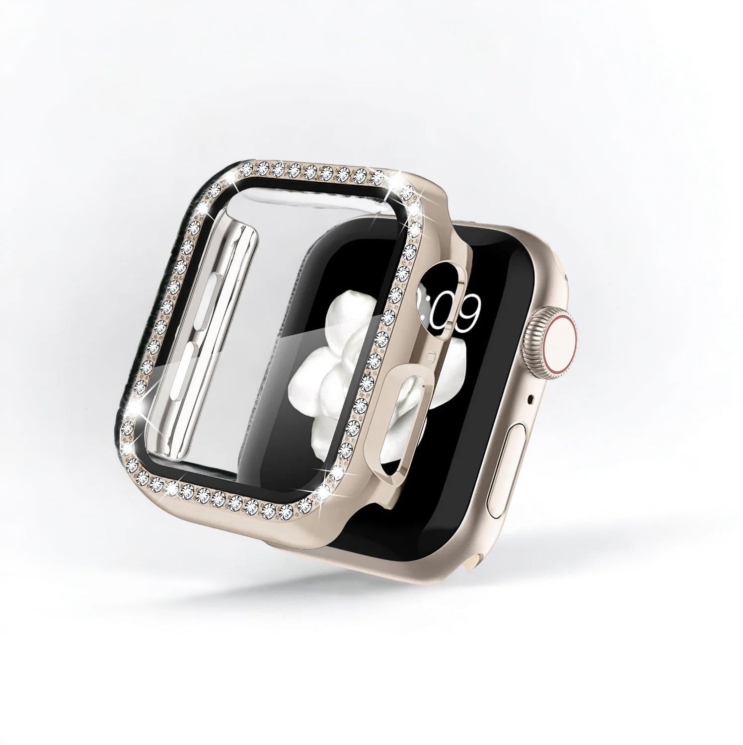 2'si 1 arada Apple Watch Kılıfı ve Dahili Ekran Koruyucu - Yıldız Işığı Elmas Desenli
