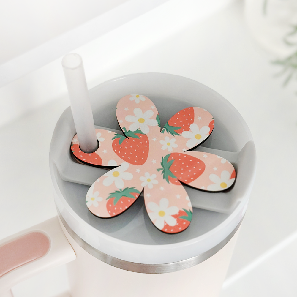 Kişiselleştirilmiş Çiçekli Bardak Üstü Süsü